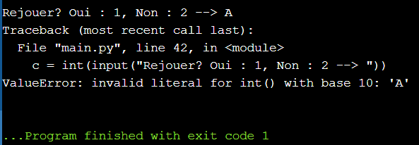 Code Python erreur