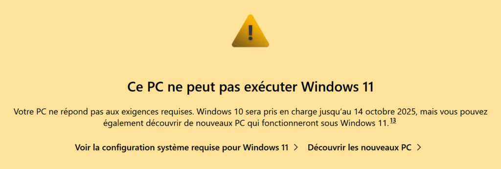 Windows 10 : Ce PC ne peut pas exécuter Windows 11. Découvrez les nouveaux PC