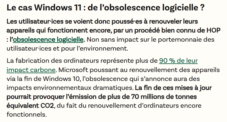 La fin de ces mises à jour de Windows 10 pourrait provoquer l’émission de plus de 70 millions de tonnes équivalent CO2, du fait du renouvellement d’ordinateurs encore fonctionnels.